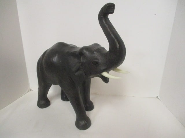 Vintage Leather Wrapped Elephant Sculpture (1 of 6)