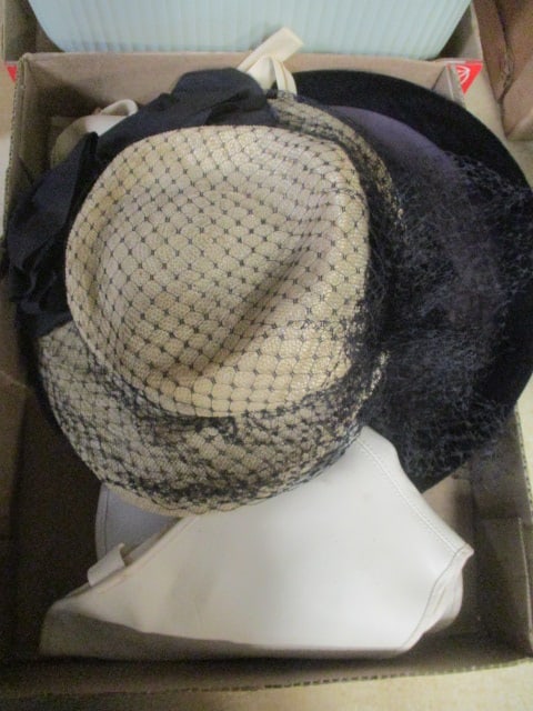 3 Vintage Ladies' Hats and Shoe Covers: see pictures and preview for selection and condition