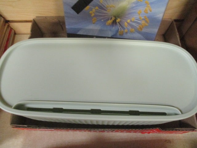 2 Acrylic Photo Frames and Mint Green Plastic Storage Container - 2