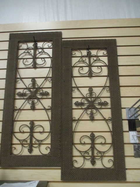 Pair of Rustic Metal Scrollwork Wall Panels: 15 1/2" x 37 1/2" each