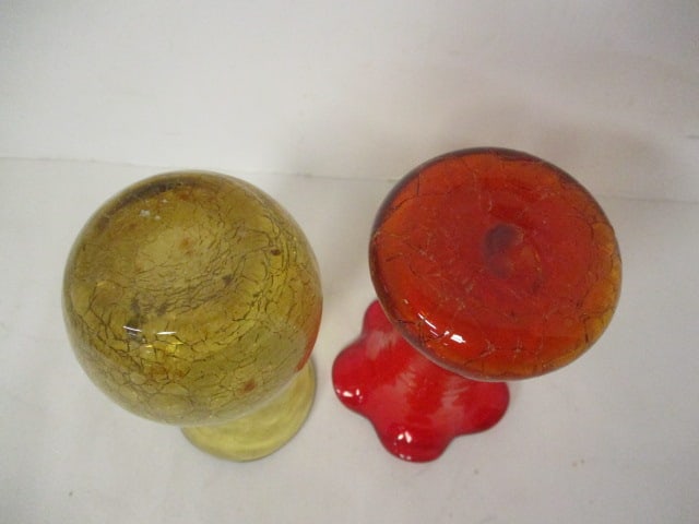 2 Crackle Glass Vases - 3