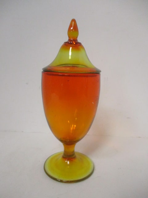 Amberina Glass Apothecary Jar: 9 1/2"
