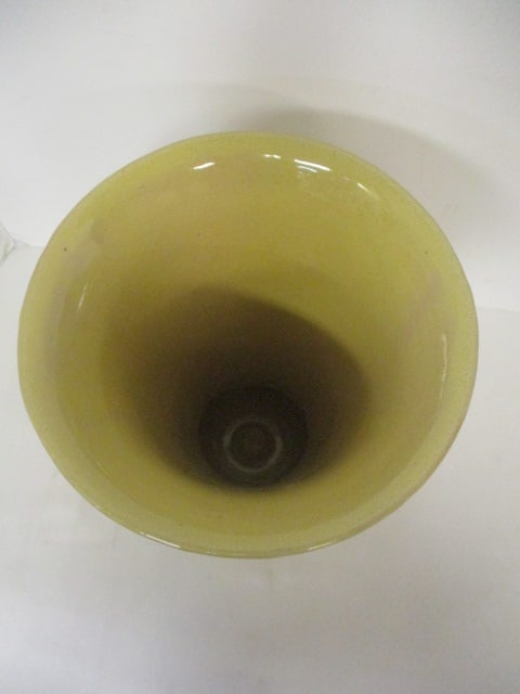 Mid Century Modern Yellow Glazed Stoneware Pottery Vase - 2