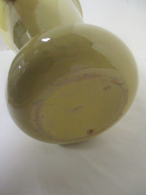 Mid Century Modern Yellow Glazed Stoneware Pottery Vase - 3