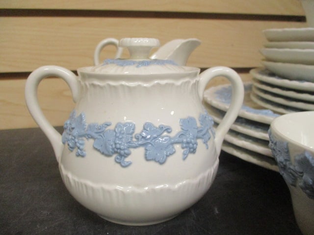 18 Pieces of Vintage Wedgwood Embossed "Queensware" China - 2