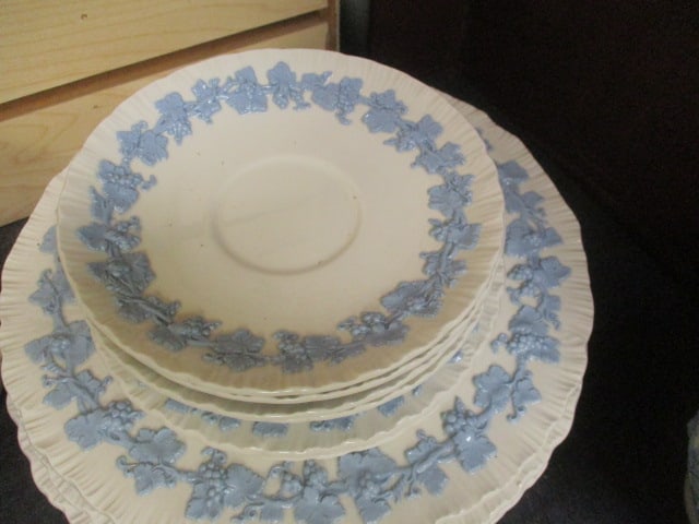 18 Pieces of Vintage Wedgwood Embossed "Queensware" China - 6