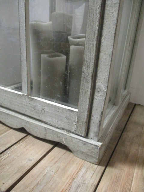 Large Weathered Wood and Glass Lantern with 5 Flameless Candles - 2
