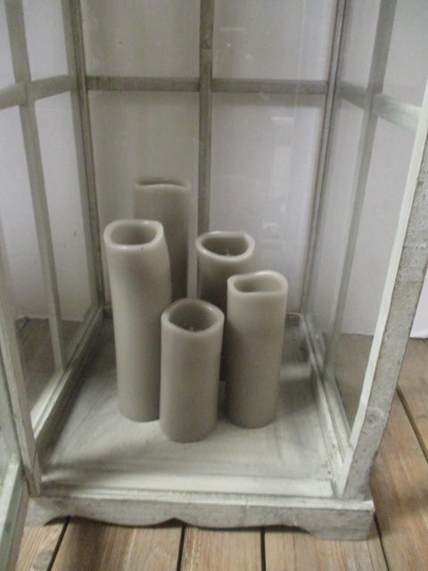 Large Weathered Wood and Glass Lantern with 5 Flameless Candles - 3