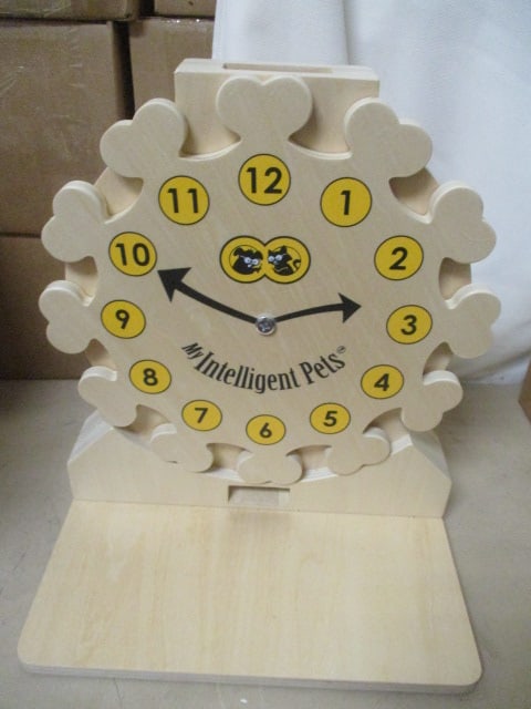 My Intelligent Pets Wood Treat Clock: 13"