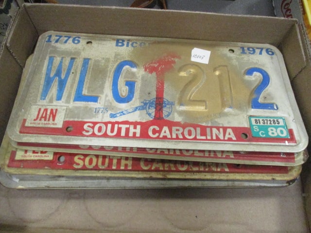 Collection of 7 South Carolina and North Carolina 1980s Decade License Plates: see pictures and preview for selection and condition
