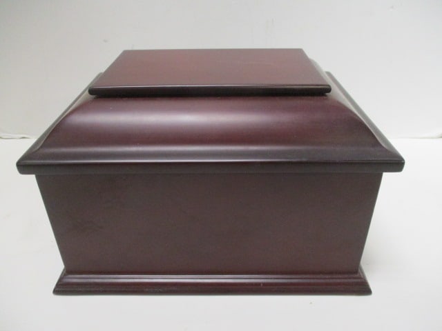 Wood and Velvet Lined Box: 9" x 7" x 6 1/2"