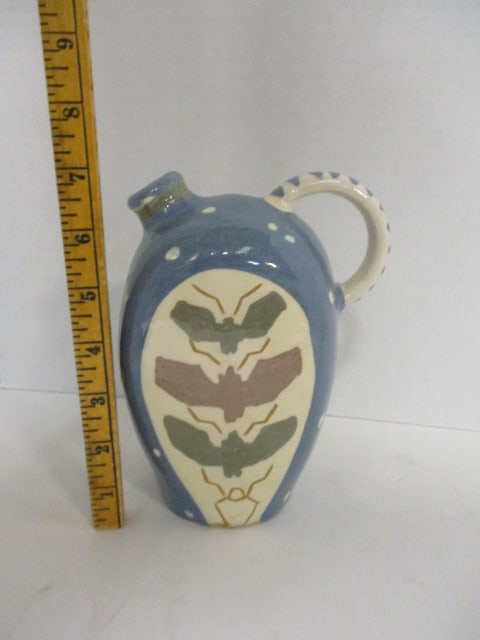 Studio Art Pottery Pitcher and Circular Wall Pocket - Both Signed - 8