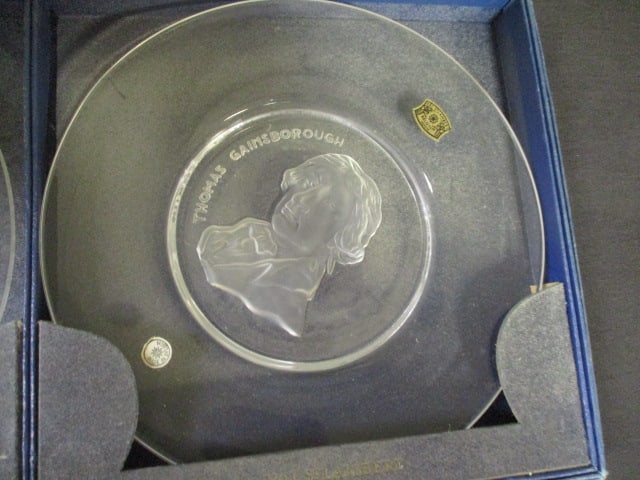 Grouping of Val St. Lambert (Belgium) Plates, Hummel Figurine, Glass Elephant, - 2