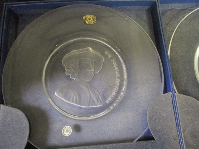 Grouping of Val St. Lambert (Belgium) Plates, Hummel Figurine, Glass Elephant, - 3