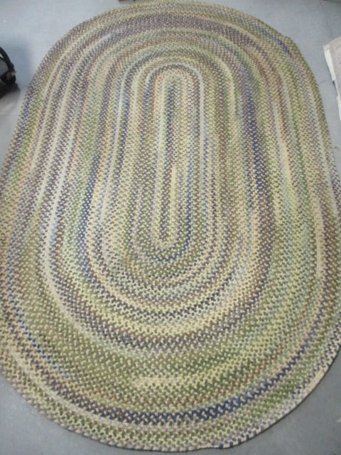 Vintage Wool Braided Oval Area Rug: 60" x 96"
