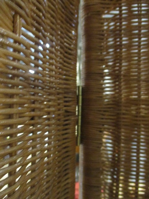 Mid Century Modern Rattan Wicker 4 Panel Screen - 3