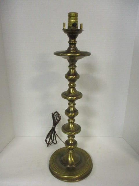 Vintage Brushed Brass Lamp: 24", no shade