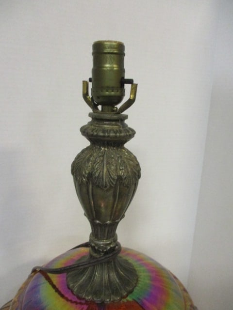 Vintage Embellished Amber Carnival Glass Table Lamp - 4