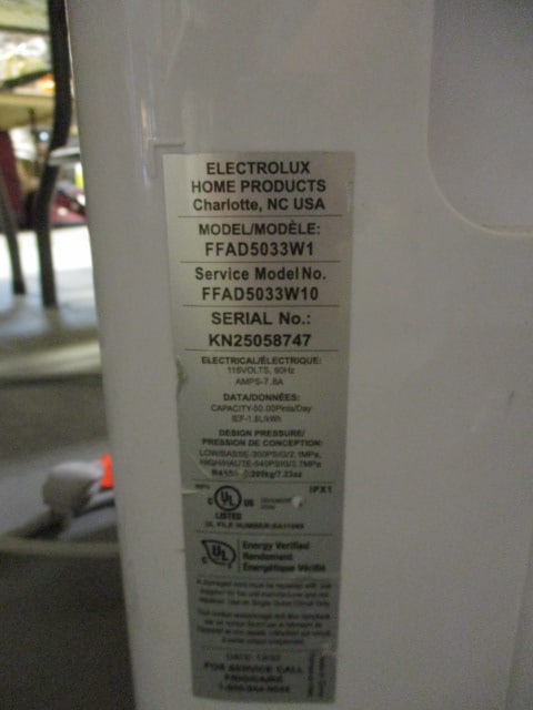 Frigidaire Gallery Portable Dehumidifier - Model #FFAD5033W1 - 5