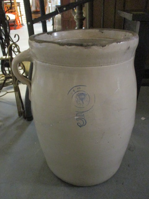 Antique Louisville Pottery Company "Blue Indian Head" 5 Gallon Stoneware (1 of 6)