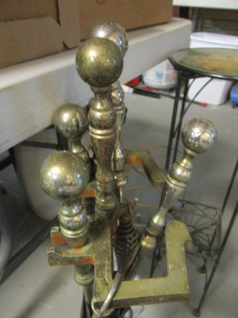 Vintage 5-Piece Brass Fireplace Tools with Stand - 4