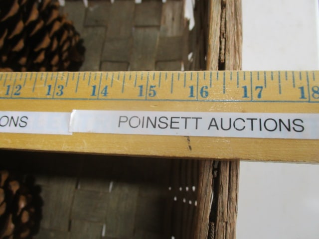 Antique Split Oak Basket (25" x 10" x 15") With Large Pine Cones - 7