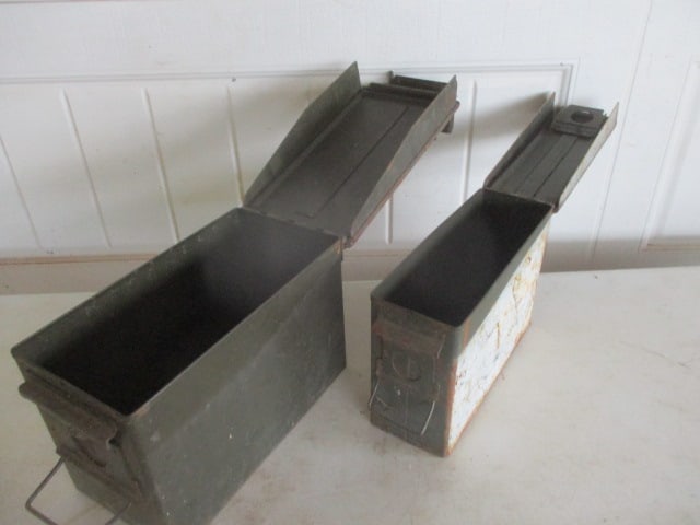 2 Metal Military Ammo Boxes - 2