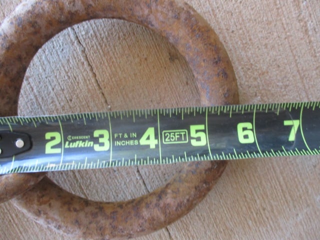 Antique Logging Chain w/Large Iron Ring & Hook 14ft x 2.5" x 1/2" - 3
