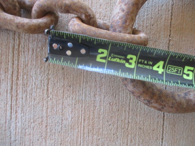 Antique Logging Chain w/Large Iron Ring & Hook 14ft x 2.5" x 1/2" - 4