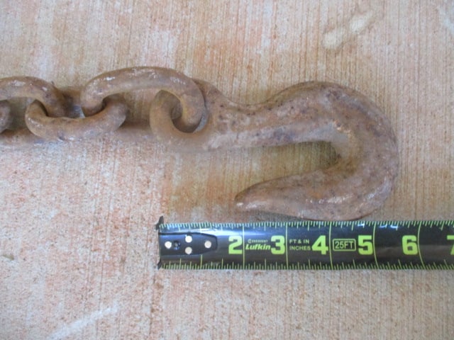 Antique Logging Chain w/Large Iron Ring & Hook 14ft x 2.5" x 1/2" - 5