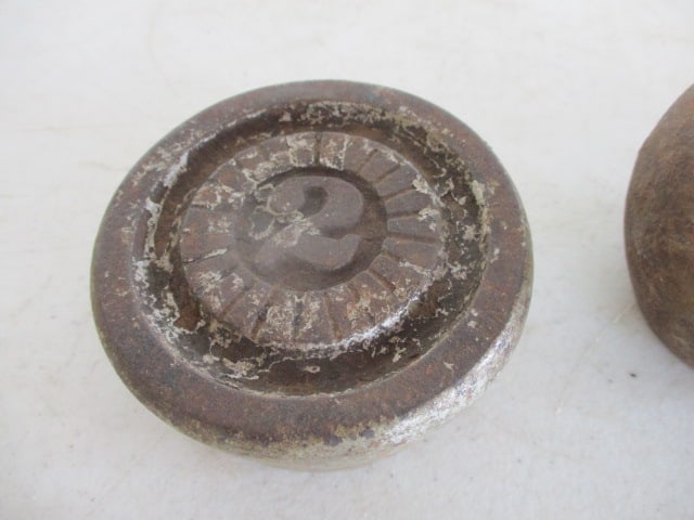 2 Antique Cast Iron Weights - 2