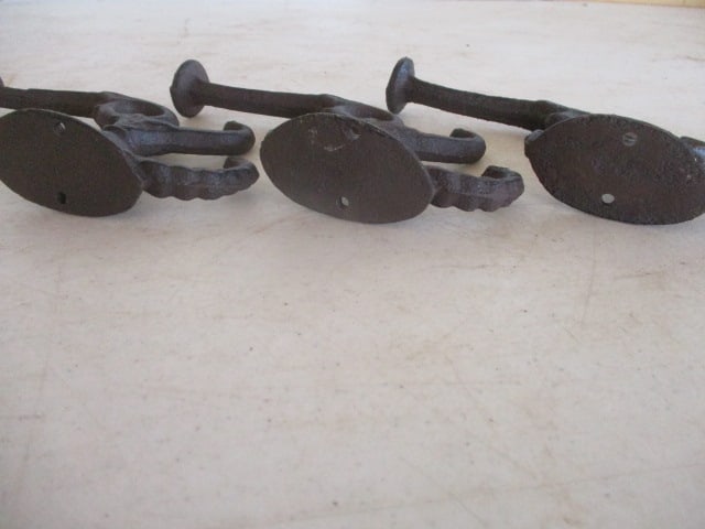 3 Double Cast Iron Coat & Hat Hooks - 2