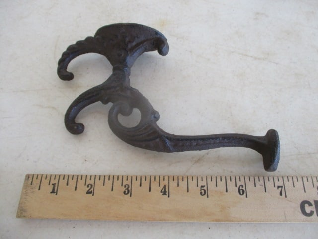 3 Double Cast Iron Coat & Hat Hooks - 4