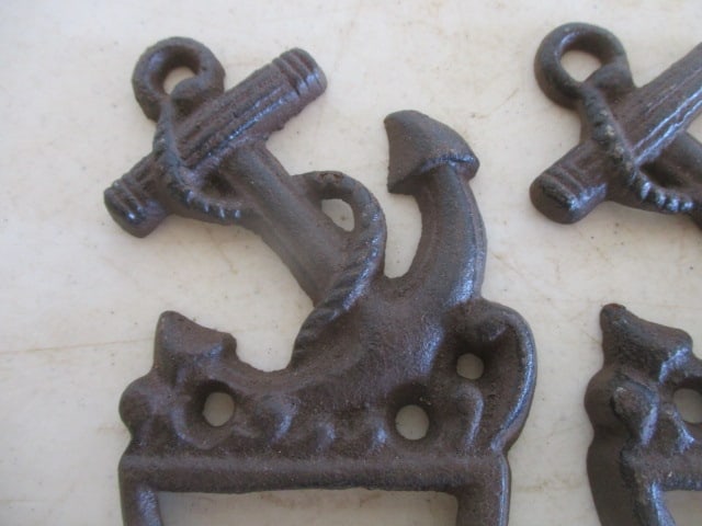 3 Cast Iron Boat Anchor Wall Hooks - 2