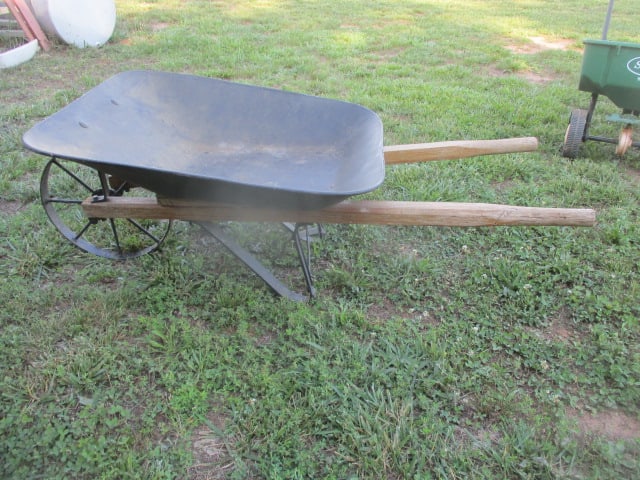 Antique Spoke Steel Wheel Wheelbarrow w/Wooden Handles (1 of 2)