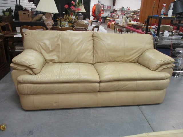 Haverty's Camel Tone Leather Sofa (1 of 6)