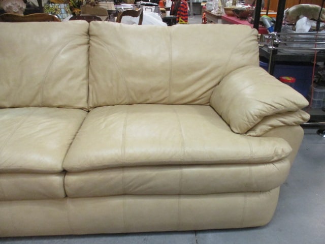 Haverty's Camel Tone Leather Sofa - 3