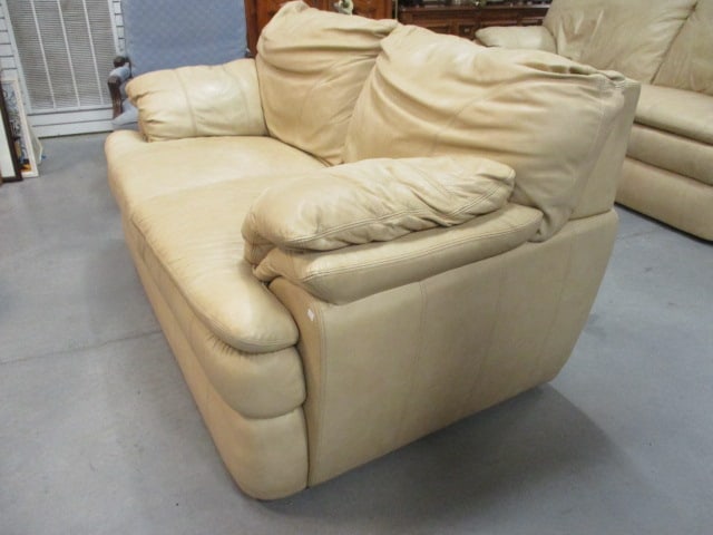 Haverty's Camel Tone Leather Love Seat - 2