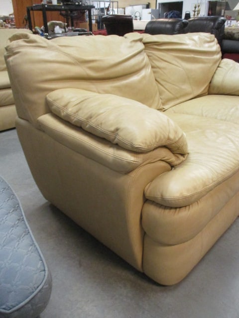 Haverty's Camel Tone Leather Love Seat - 3