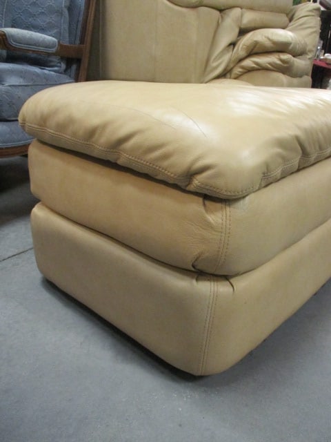 Haverty's Camel Tone Leather Ottoman - 3