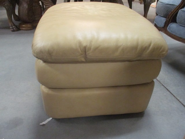 Haverty's Camel Tone Leather Ottoman - 4