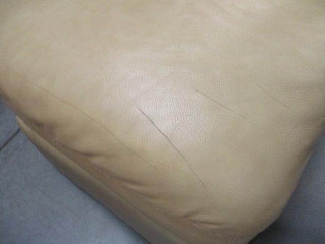 Haverty's Camel Tone Leather Ottoman - 6