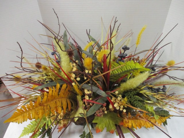 Artificial Fall Foliage Woven Basket Centerpiece - 2