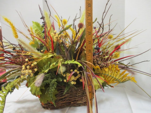Artificial Fall Foliage Woven Basket Centerpiece - 3