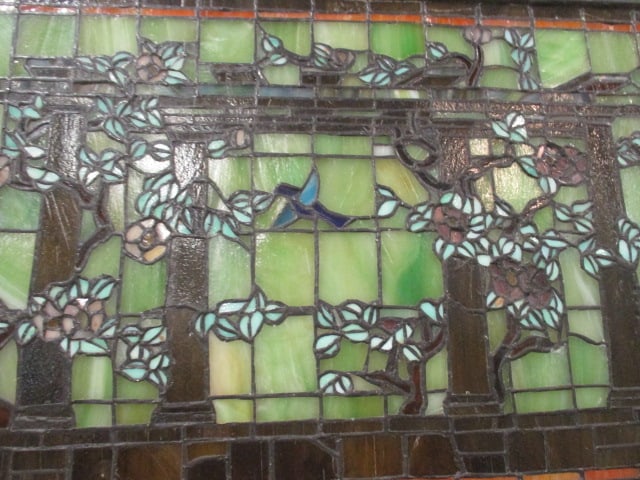 Mayda Tiffany Birds in Flowering Vines Scene Stained Glass Style Panel - 3