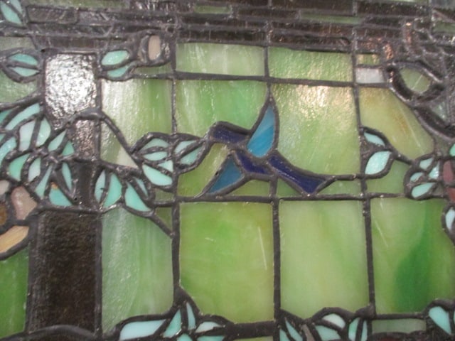 Mayda Tiffany Birds in Flowering Vines Scene Stained Glass Style Panel - 5