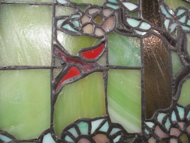 Mayda Tiffany Birds in Flowering Vines Scene Stained Glass Style Panel - 6