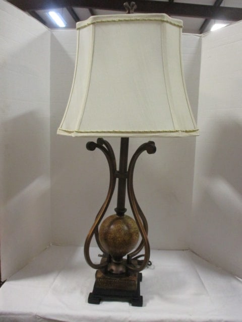 Decorative Bronzed Wrought Metal Inspired Transitional Style Table Lamp with Crackle Finish (1 of 8)