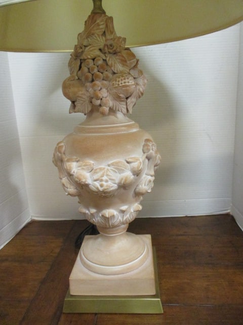 Wildwood Terra Cotta Topiary Urn Lamp with Applied Floral/Fruit Swag Design - 2