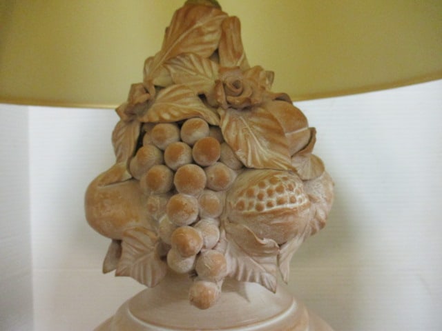 Wildwood Terra Cotta Topiary Urn Lamp with Applied Floral/Fruit Swag Design - 3